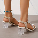 Butterfly Clear Chunky Heels Golden