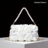 Elegant Rose Design Shoulder Chain Bag/clutch White