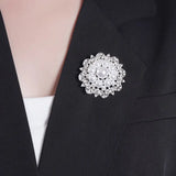 Elegant Faux Pearl & Glass Brooch Pin