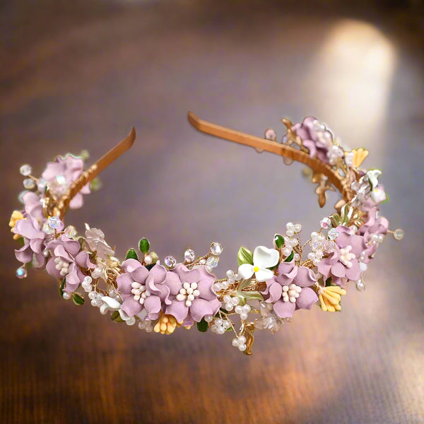Handmade Flower Headband Hair Ring Tiara – Lisa Marie display picture 2