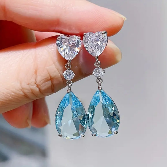 Heart & Droplet Shape Dangle Earrings