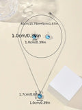 3pcs/set Ocean Blue Zircon Pendant Necklace Earrings Set