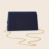 Elegant Navy Ruched Clutch Bag with Detachable Strap
