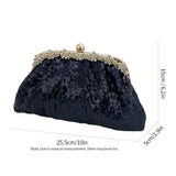 Navy Beaded Sequin Evening Bag