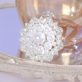 Elegant Faux Pearl & Glass Brooch Pin