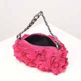 Elegant Rose Pattern Evening Bag, Chain Handbag