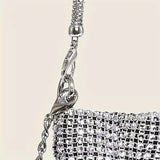Glittering Faux  Rhinestone Silver Bag