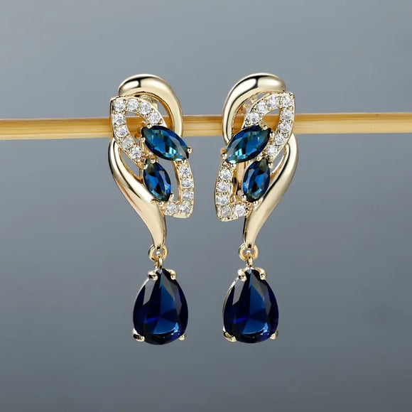 Crystal Dangle Earrings Sapphire Blue