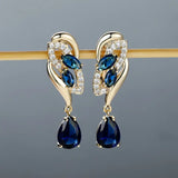 Crystal Dangle Earrings Aqua Blue