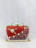 Elegant Faux Pearl & Rhinestone Evening Clutch with Removable Strap