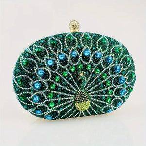 Sparkling Peacock Rhinestone Clutch Purse