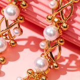 2pcs Gold and Pearl Rhinestone Metal Chain Bra Shoulder Straps