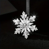 Rhinestone Snowflake Silver Brooch