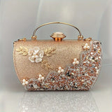 Elegant Faux Pearl & Rhinestone Evening Clutch with Removable Strap