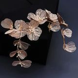 Handmade Floral Headpiece With Gold Leaves