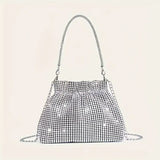 Glittering Faux  Rhinestone Silver Bag