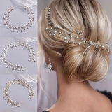 Elegant Handmade Pearl & Crystal Bridal Headband -  Rhinestone Hair Vine for Weddings