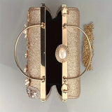 Elegant Faux Pearl & Rhinestone Evening Clutch with Removable Strap