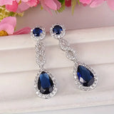 Blue Sapphire Zircon Long Earrings