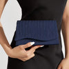 Elegant Navy Ruched Clutch Bag with Detachable Strap