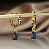 3 Colors Droplet Zircon Pendant Rhinestone Inlaid Dangle Earrings