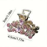 Rhinestone Embellished Flower Hair Claws Clips