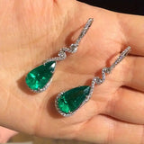 Teardrop Emerald Drop Dangle Earrings