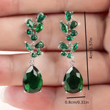 Emerald Green Zircon Luxury Long Earrings