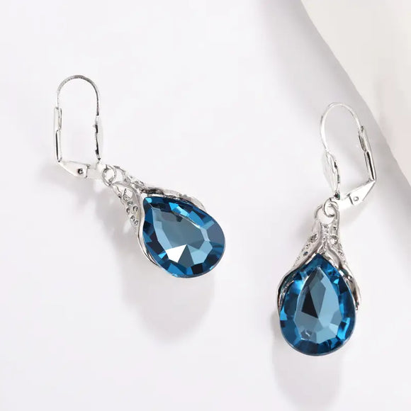Classic Blue Water Drop Earrings,