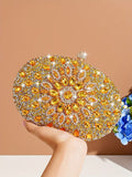 Glittering Night Glam Rhinestone Clutch Bag Violet Purple