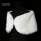 White Faux Fur Imitation Pearl Buckle Short Cape