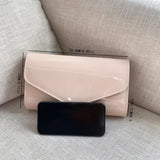 Shiny And Luxurious PU Clutch Bag khaki cream blush