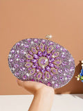 Glittering Night Glam Rhinestone Clutch Bag Silver