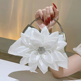 Elegant Floral Pattern Solid Color Evening Clutch Bag