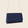 Elegant Navy Ruched Clutch Bag with Detachable Strap