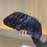 Navy Beaded Sequin Evening Bag