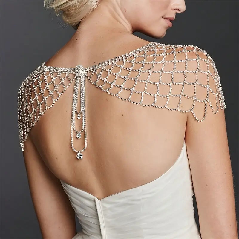 Crystal Chain Shoulder Shawl Top Overlay Rhinestone
