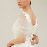Scattered Pearl Mesh Shawl Bridal Cape cover up