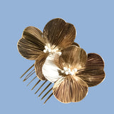 1pcs Elegant Flower Hair Side Comb Gold and Silver