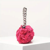 Elegant Rose Pattern Evening Bag, Chain Handbag