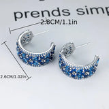Sparkling Blue Zircon Hoop Earrings