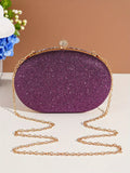 Glittering Night Glam Rhinestone Clutch Bag Violet Purple