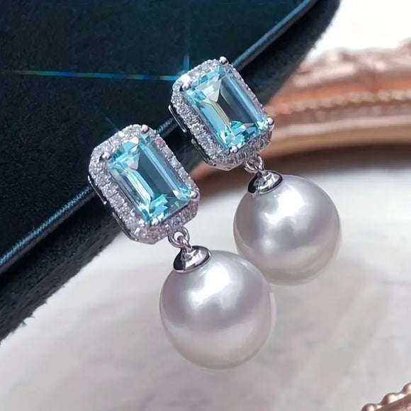 925 Silver Plated Faux Pearl Drop Earrings