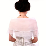 Elegant Gauze One Shoulder Shawl With Rhinestone Bow Buckle