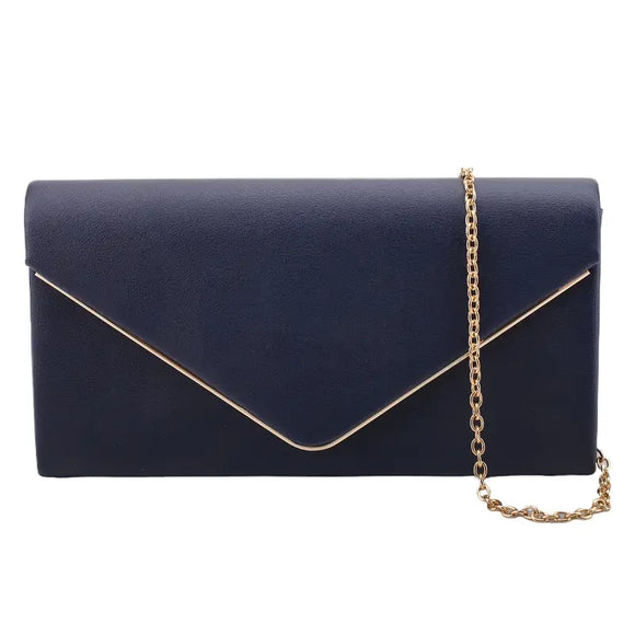 Classic Pleather Evening Bag Blue