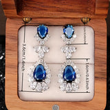 Sparkling Blue Crystal  Dangle Earrings