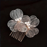 1pcs Elegant Flower Hair Side Comb Gold and Silver