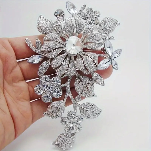 Vintage Crystal Flower Brooch Pin – Austrian Rhinestone, Gift Box – Wedding, Party Accessory - View #11