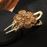 Gold Rhinestone Floral Hair Clip