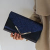 Elegant Royal Blue Clutch with Glitter Embellishment